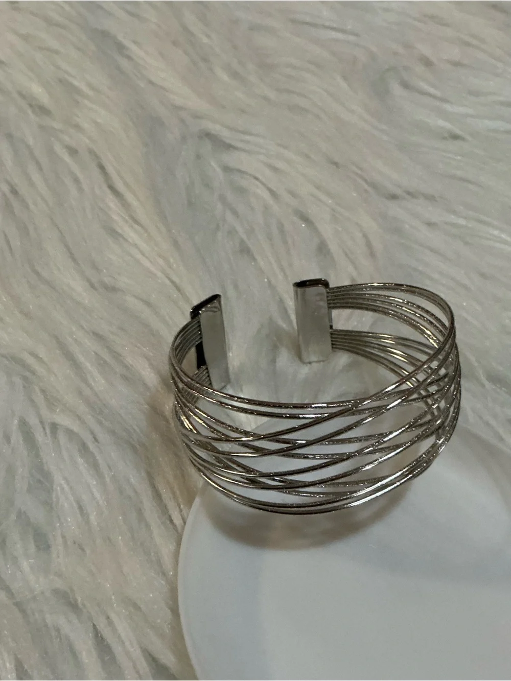 Womens Silver Tone Wire Wrap Cuff Bracelet